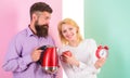 Spending good morning together. Electric kettle boils water very quickly. Prepare favourite drink in minutes. Modern Royalty Free Stock Photo