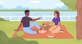 Spending leisure time together and bonding flat color vector illustration
