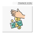 Spending money color icon