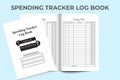 Spending tracker logbook KDP interior. Money spent checker notebook and expense tracker journal template. KDP interior notebook. Royalty Free Stock Photo
