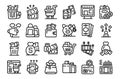 Spendthrift icons set outline vector. Money bill damage