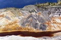 Spent clay quarry with multi-colored slopes Royalty Free Stock Photo