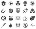 Sperm. Bioengineering glyph icons set. Biotechnology for health, researching, materials creating. Molecular biology, biomedical