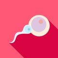 Sperm cell and male fertility icon, flat style