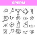 Sperm Cells Vector Thin Line Icons Set