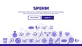 Sperm Cells Vector Thin Line Icons Set