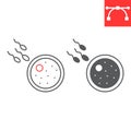 Sperm fertilizing egg cell line and glyph icon