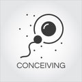 Sperm icon in flat style fertilizing egg cell Royalty Free Stock Photo