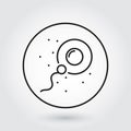 Sperm icon in outline style fertilizing egg cell