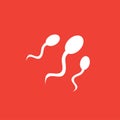 Sperm Icon On Red Background. Red Flat Style Vector Illustration Royalty Free Stock Photo