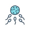 Color illustration icon for Sperm, sperm and egg