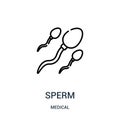 sperm icon vector from medical collection. Thin line sperm outline icon vector illustration