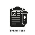 Sperm Medical Analysis for Paternity or Infertility Icon. Sperm Test Result on Clipboard Silhouette Icon. Semen