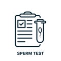 Sperm Test Result on Clipboard Line Icon. Semen Laboratory Research Linear Pictogram. Sperm Medical Analysis for