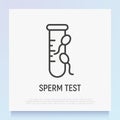 Sperm test thin line icon. Medical analysis. Modern vector illustration for laboratory service
