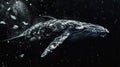 Sperm whale diving into polluted depths, microplastics and toxins visible Royalty Free Stock Photo