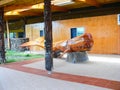 sperm whale made of wood. Sculpture on Easter Island