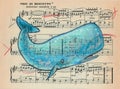 Sperm Whale on music sheet Royalty Free Stock Photo