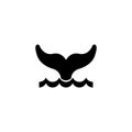 Sperm Whale Tail in Water Wave, Wildlife. Flat Vector Icon illustration. Simple black symbol on white background. Sperm Whale Tail Royalty Free Stock Photo