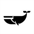 Sperm Whale Tail in Water Wave, Wildlife. Flat Vector Icon illustration. Royalty Free Stock Photo