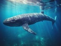 Ai Generated illustration Wildlife Concept of Sperm Whale Underwater Royalty Free Stock Photo