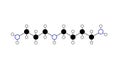 spermidine molecule, structural chemical formula, ball-and-stick model, isolated image aliphatic polyamine