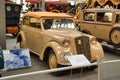 SPEYER, GERMANY - OCTOBER 2022: beige OPEL OLYMPIA 1936 retro car in the Technikmuseum Speyer