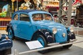 SPEYER, GERMANY - OCTOBER 2022: blue MERCEDES-BENZ 170 H 1938 retro car in the Technikmuseum Speyer