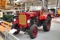 SPEYER, GERMANY - OCTOBER 2022: red DEUTZ F3M417 1942 retro tractor in the Technikmuseum Speyer