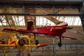 SPEYER, GERMANY - OCTOBER 2022: red Pilatus PC-21 aircraft in the Technikmuseum Speyer