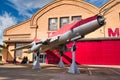 SPEYER, GERMANY - OCTOBER 2022: red white Sukhoi Su-22M4 Fitter 9 M09 russian soviet jet fighter-bomber in the Technikmuseum