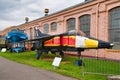 SPEYER, GERMANY - OCTOBER 2022: red yellow black Mikoyan-Gurevich MiG-23 Flogger 1967 a Soviet variable-geometry fighter aircraft Royalty Free Stock Photo