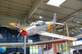 SPEYER, GERMANY - OCTOBER 2022: silver gray grey orange aerobatic airplane PLIATUS P3 1956 1958 in the Technikmuseum Speyer