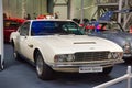SPEYER, GERMANY - OCTOBER 2022: white Aston Martin DBS 1967 coupe sports retro car in the Technikmuseum Speyer