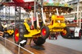 SPEYER, GERMANY - OCTOBER 2022: yellow EIGENBAU WUSEL 1982 retro tractor in the Technikmuseum Speyer