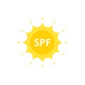 Spf like sun protection factor on sun logo