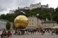 Sphaera by Stephan Balkenhol at the Kapitelplatz, Salzburg, Austria. Royalty Free Stock Photo