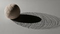 Sphere appears to have a rough uneven texture while the shadow features Royalty Free Stock Photo