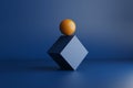 Sphere balancing on the edge of a cube, 3D Rendering