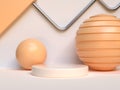 sphere ball yellow/orange geometric shape abstract podium set 3d render