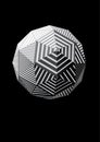 Sphere with black and white triangular striped faces for graphic design