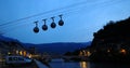 Sphere cable cars at sunset