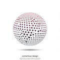A sphere composed of a pattern of red and black dots on a white background, Royalty Free Stock Photo