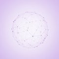 Sphere consisting of dots and lines on soft purple background. Network connection structure. Big data visualization. 3D rendering Royalty Free Stock Photo
