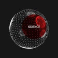 The sphere consisting of points. Global digital connections. Technology concept. Array with dynamic particles. 3D grid design.