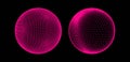 The sphere consisting of points. Global digital connections. Technology concept. Array with dynamic particles. 3D grid design.