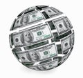 Sphere from dollars bills Royalty Free Stock Photo