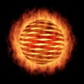 Sphere in fire, on black Royalty Free Stock Photo