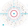 Sphere frame on connected lines and dots. Big data visualization. Abstract stream information with circles array and Royalty Free Stock Photo