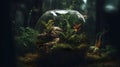 A sphere glass terrarium in a big square terrarium aquarium Royalty Free Stock Photo